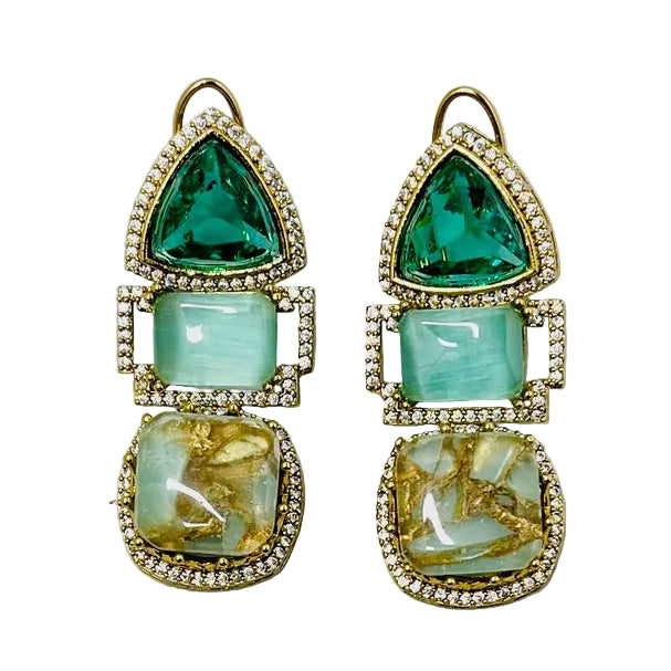 Sabyasachi Inspired Multi-Stone Drop Earrings
