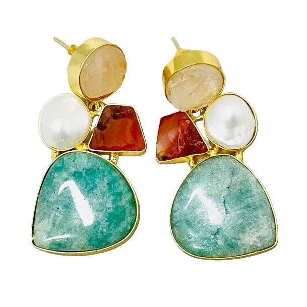 Sabyasachi Inspired Multi-Gemstone Pearl Earrings