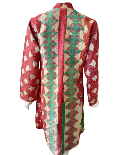 Red & Green Upcycled Kantha Work Jacket
