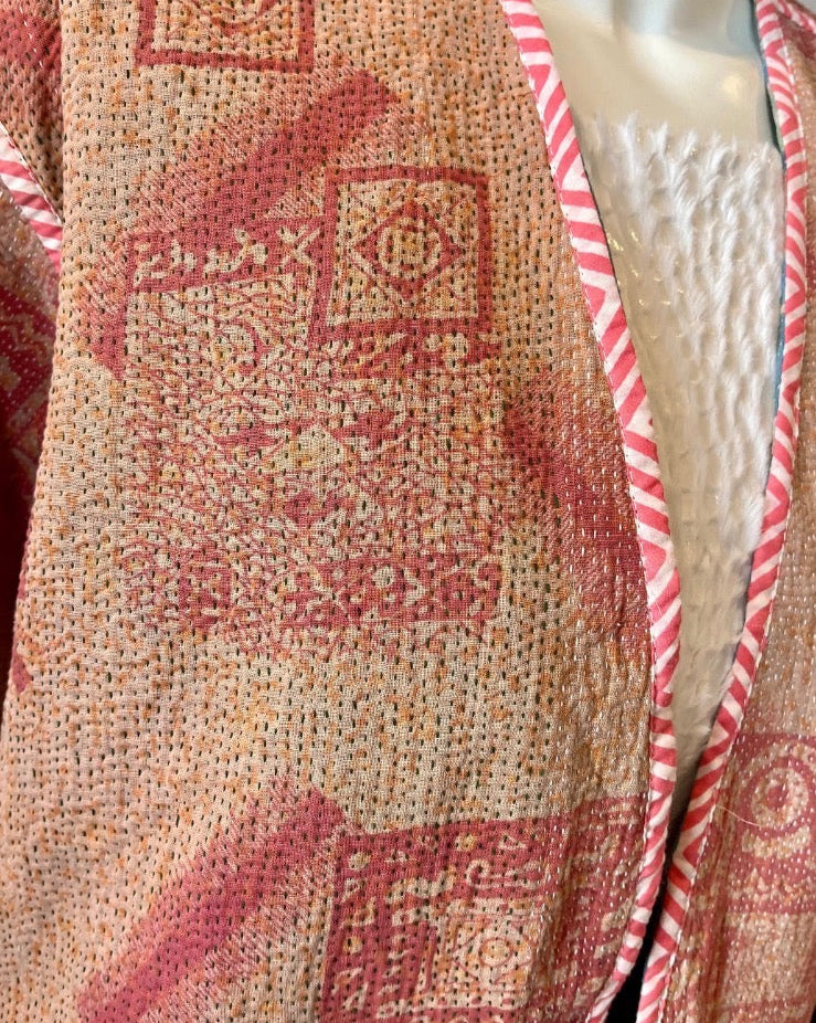 Blue Floral Kantha Work Jacket