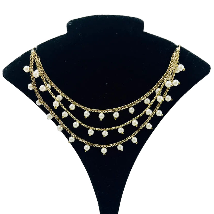 Gold Kundan Earrings With Ear Extensions