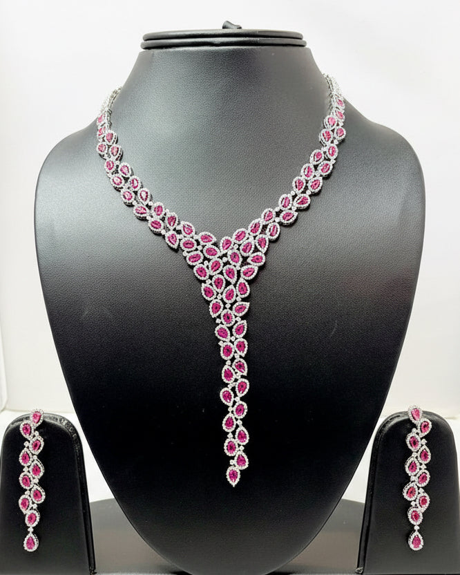 Pink and Silver Stone Necklace