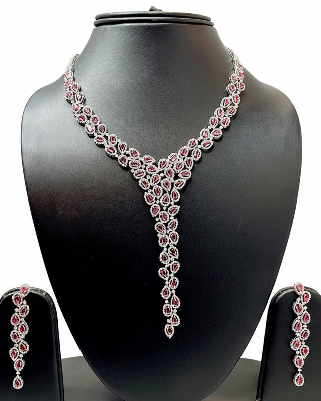 Pink and Silver Stone Necklace