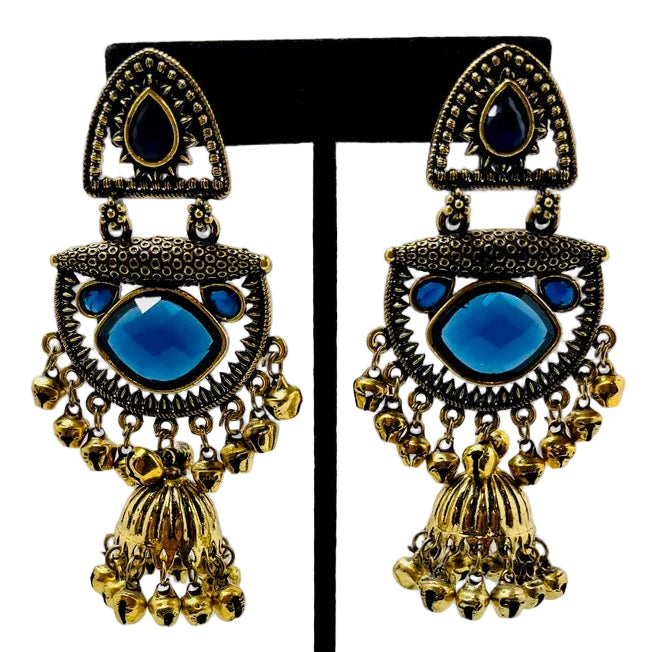 Gold & Blue Earrings