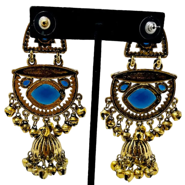 Gold & Blue Earrings