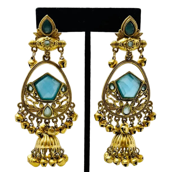 Gold & Sky-Blue Earrings