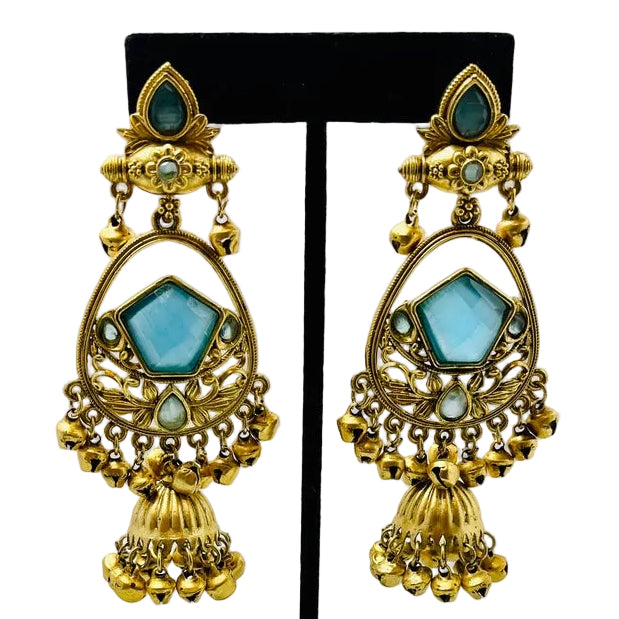 Gold & Sky-Blue Earrings