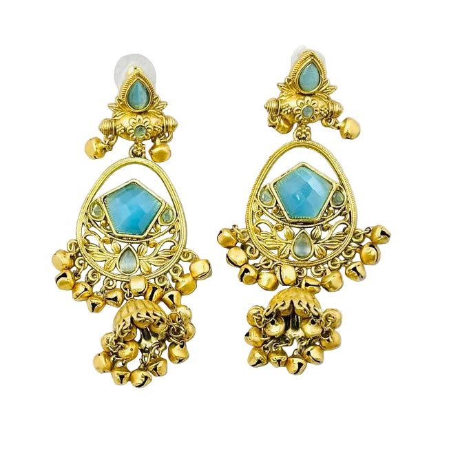 Gold & Sky-Blue Earrings