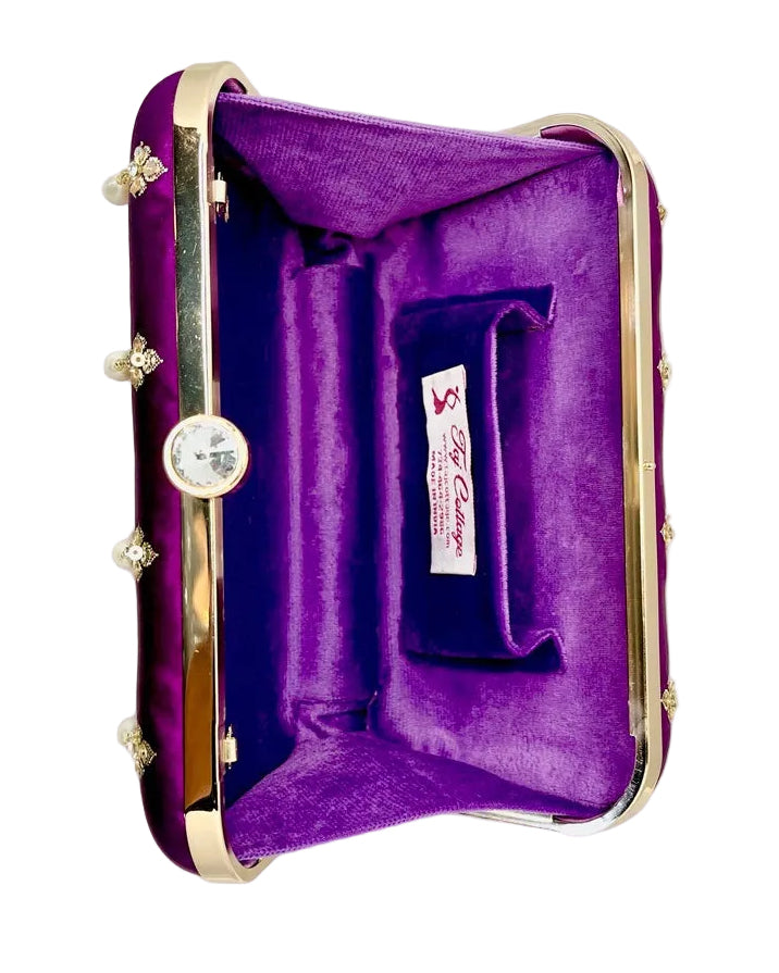 Purple Banarasi Silk Clutch