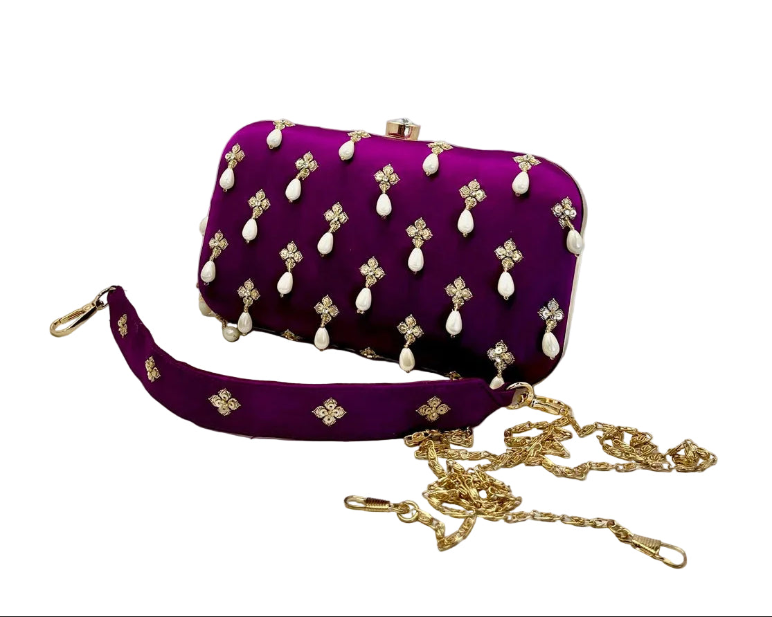Purple Banarasi Silk Clutch