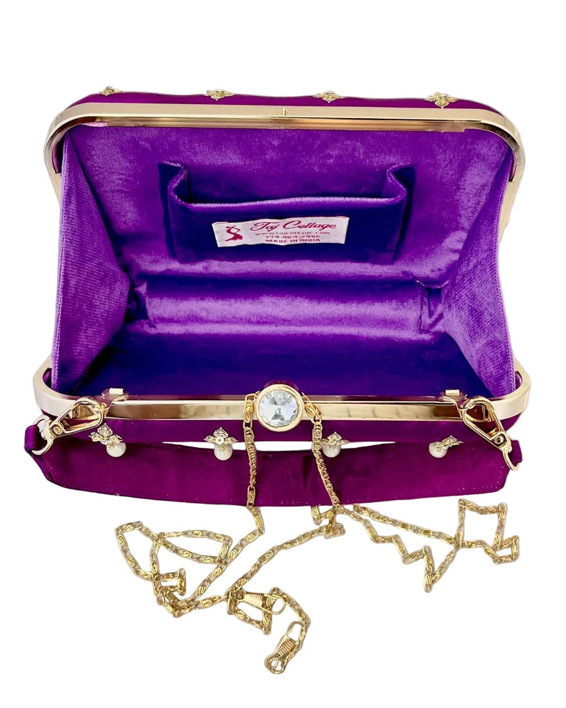 Purple Banarasi Silk Clutch