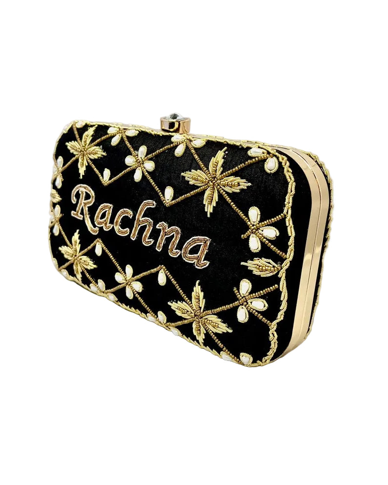 Black Banarasi Silk Clutch