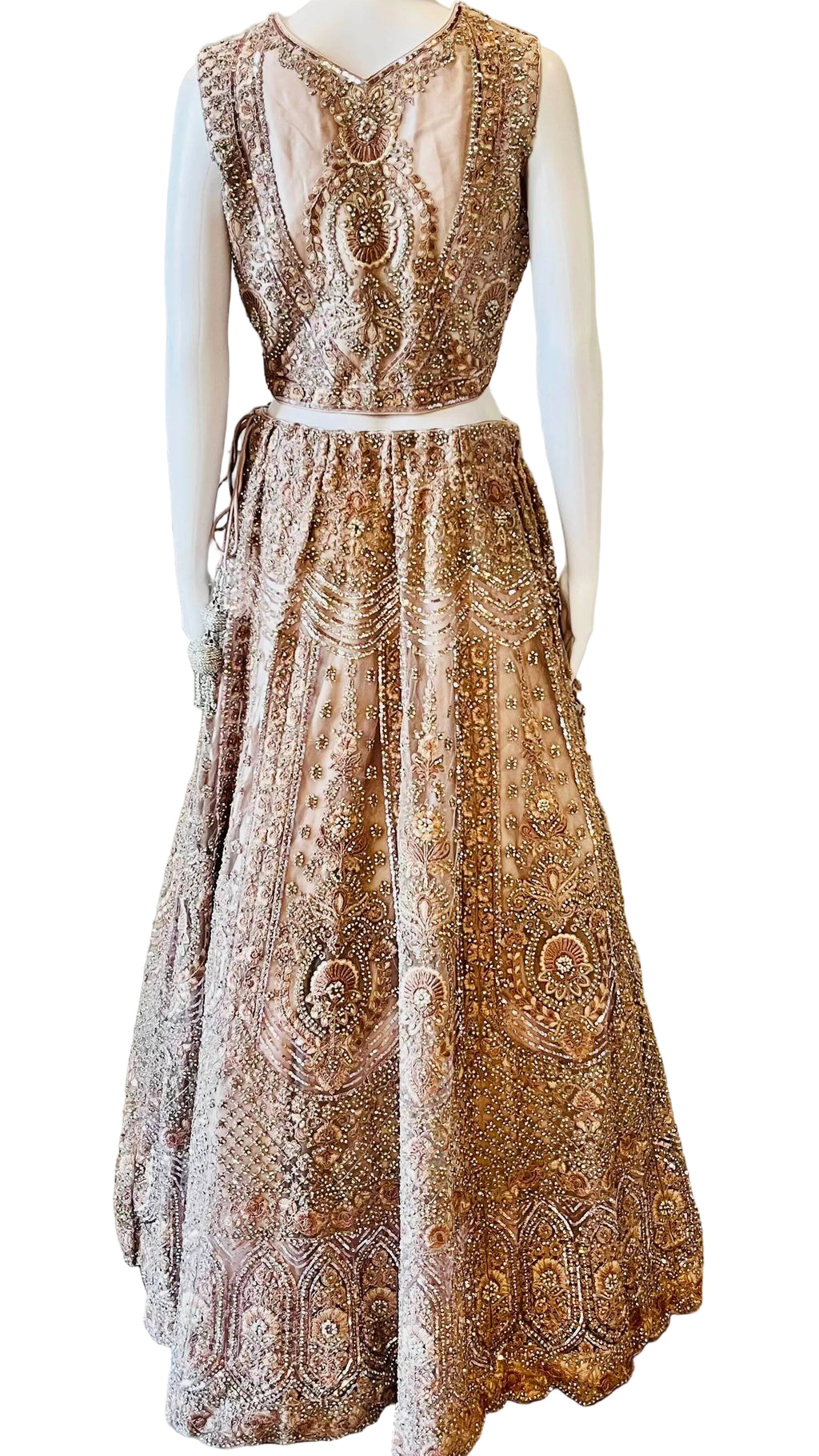 Dusty Pink Bridal Net Lehnga
