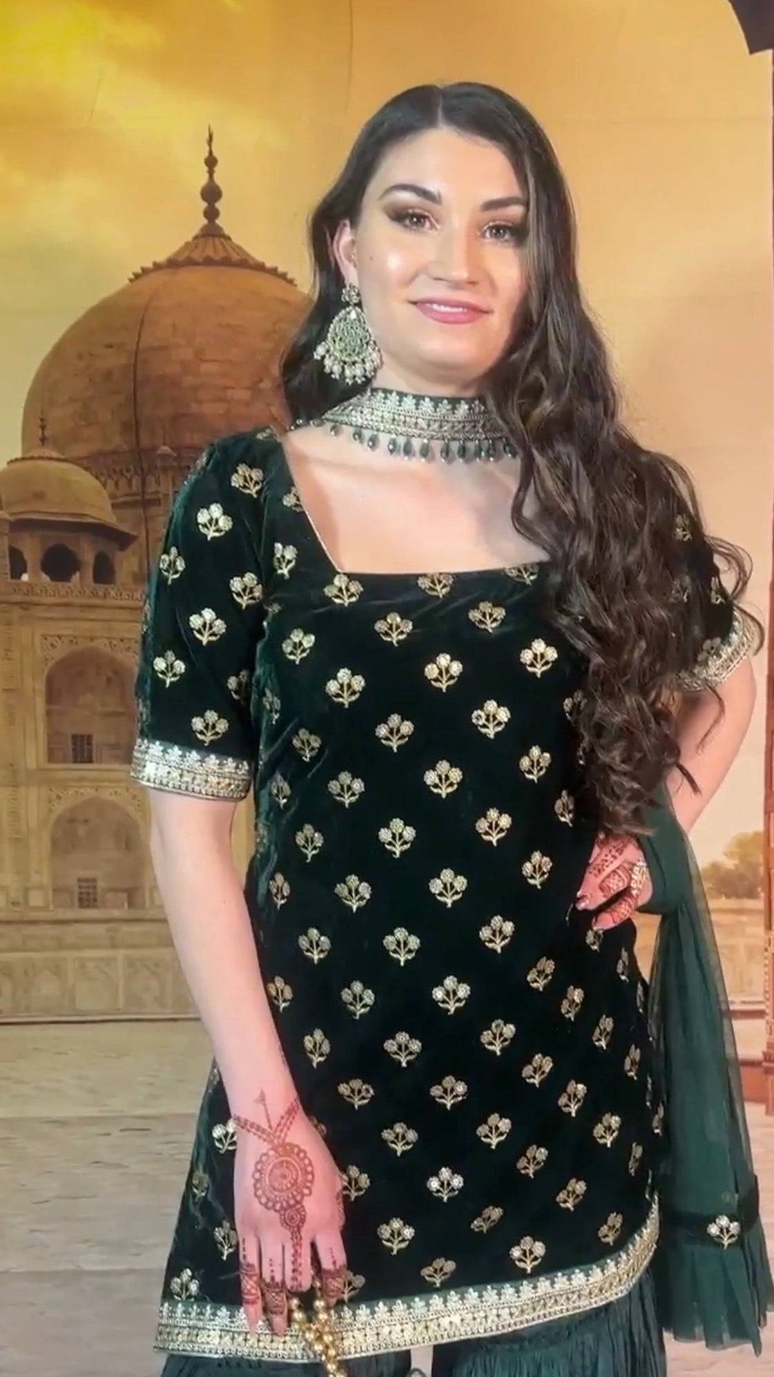 Dark Green Sharara Set