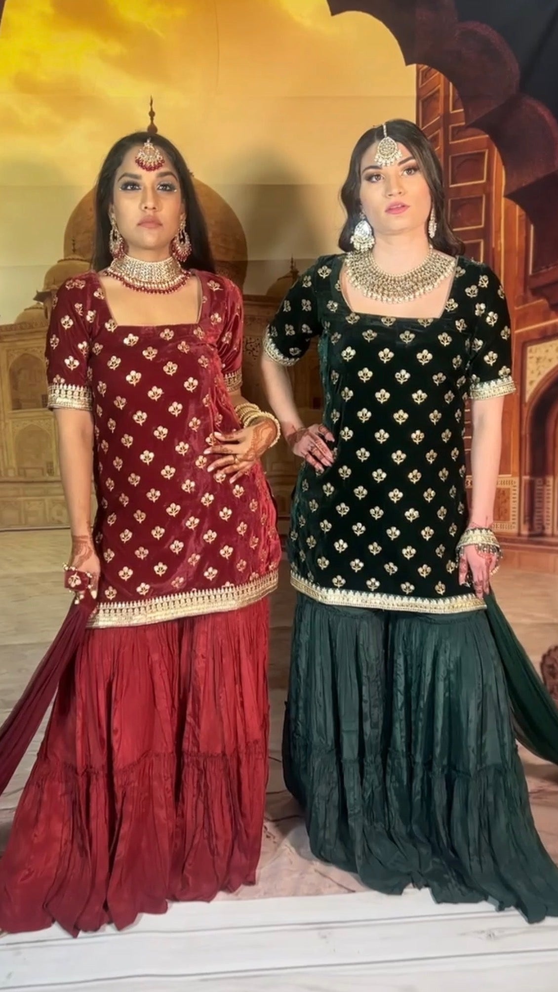 Maroon Color Sharara Set