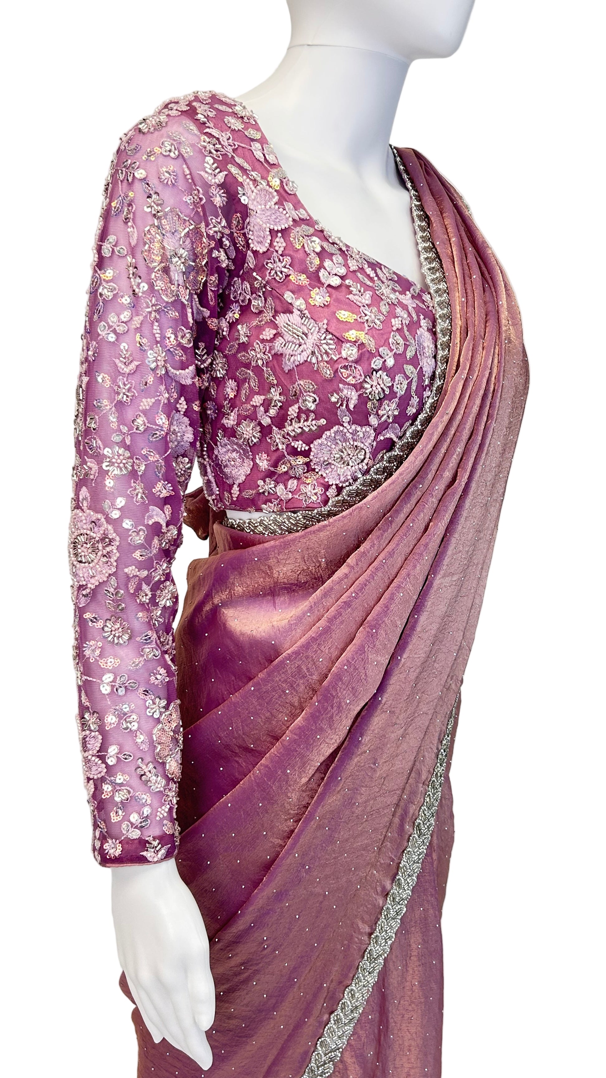 Lavender Readymade Saree