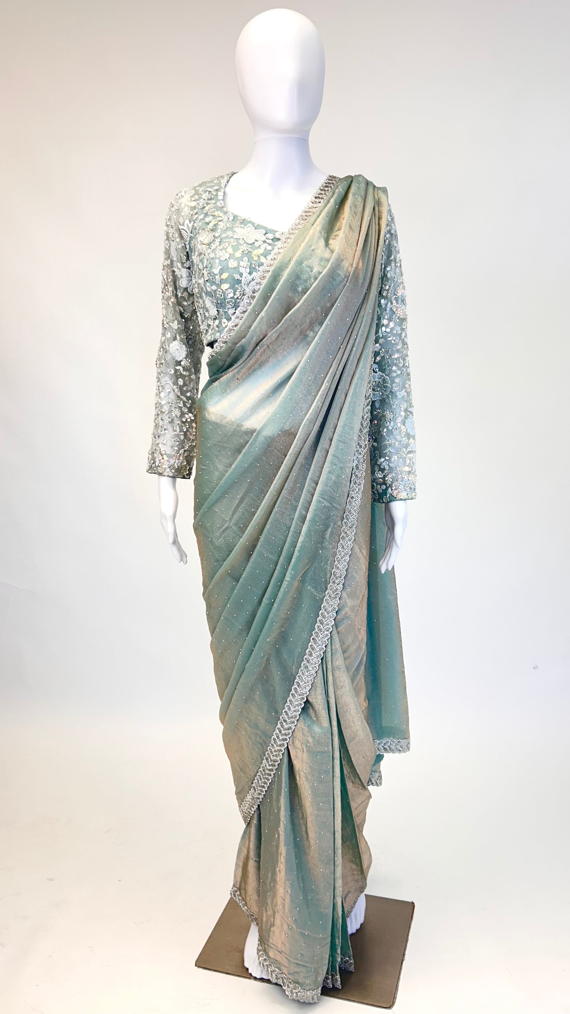 Sea Green Readymade Saree