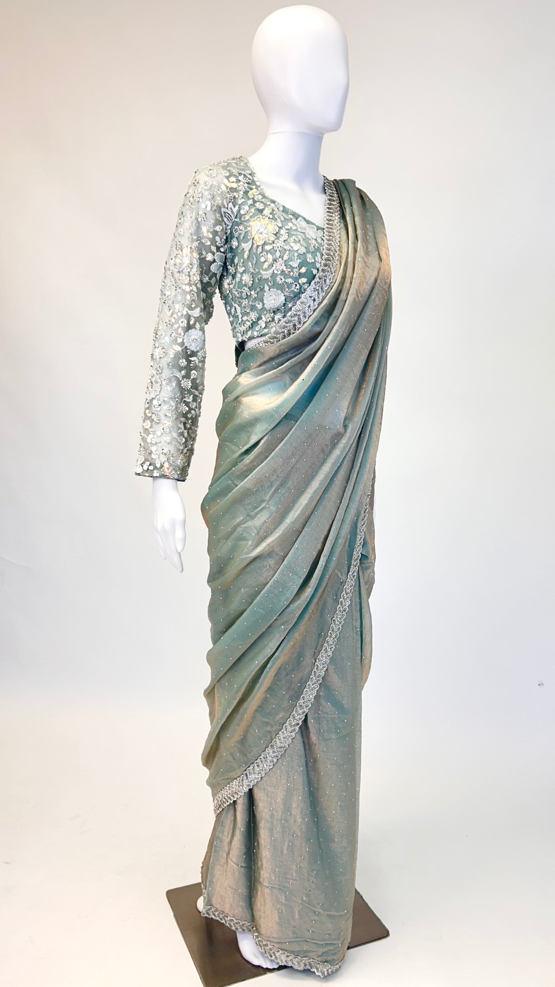 Sea Green Readymade Saree