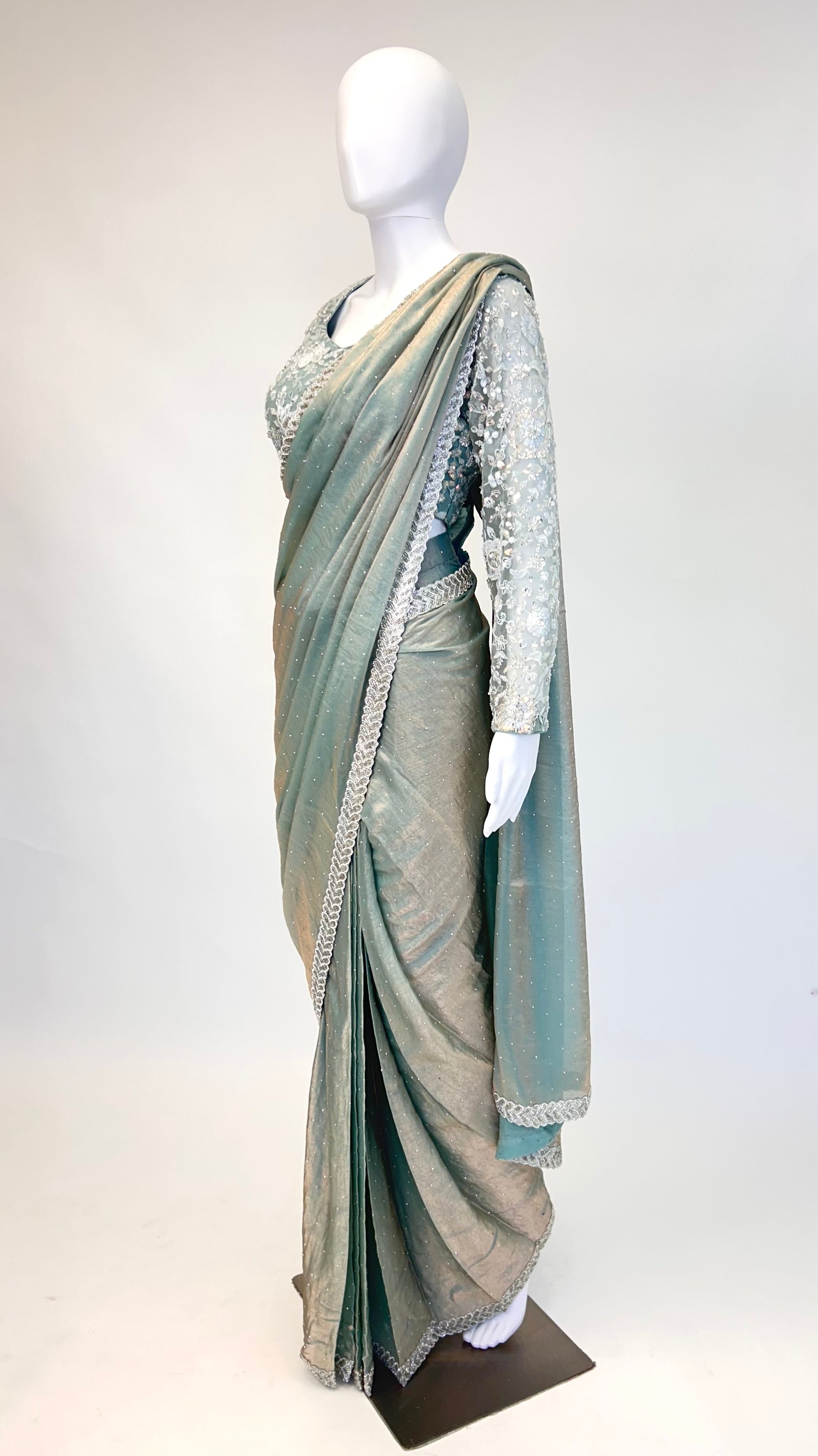 Sea Green Readymade Saree