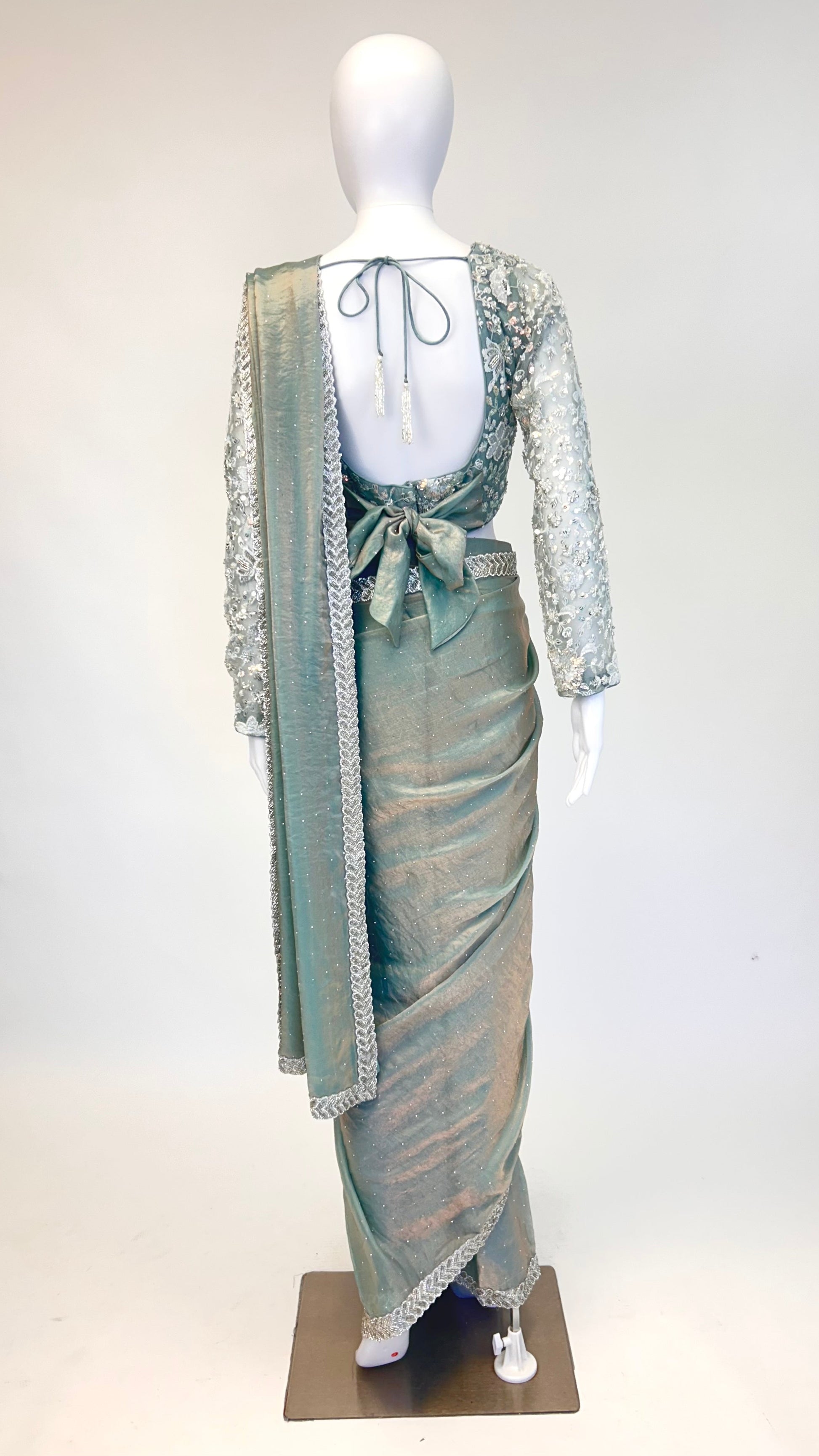 Sea Green Readymade Saree