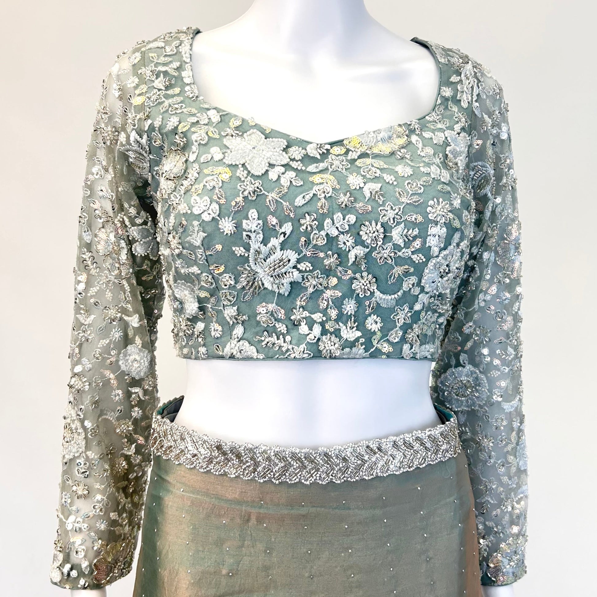 Sea Green Readymade Saree