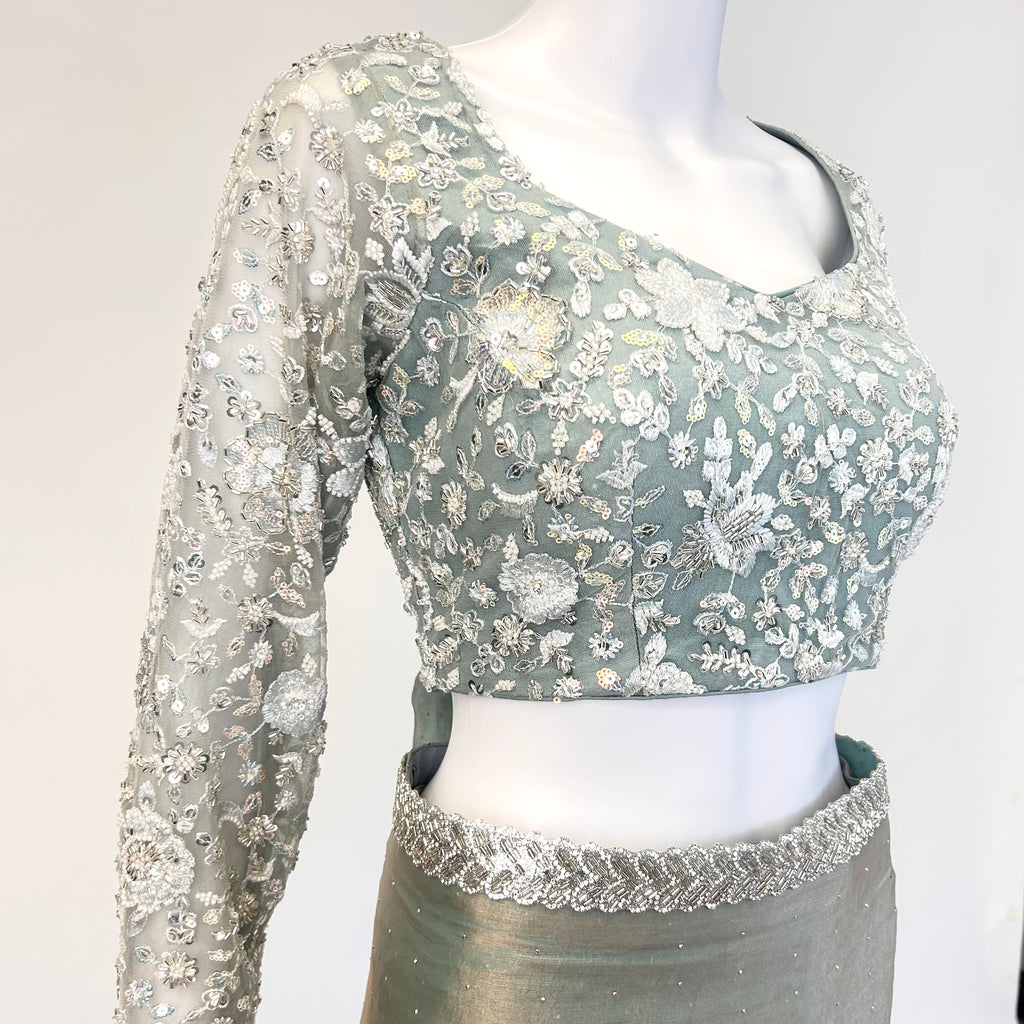 Sea Green Readymade Saree