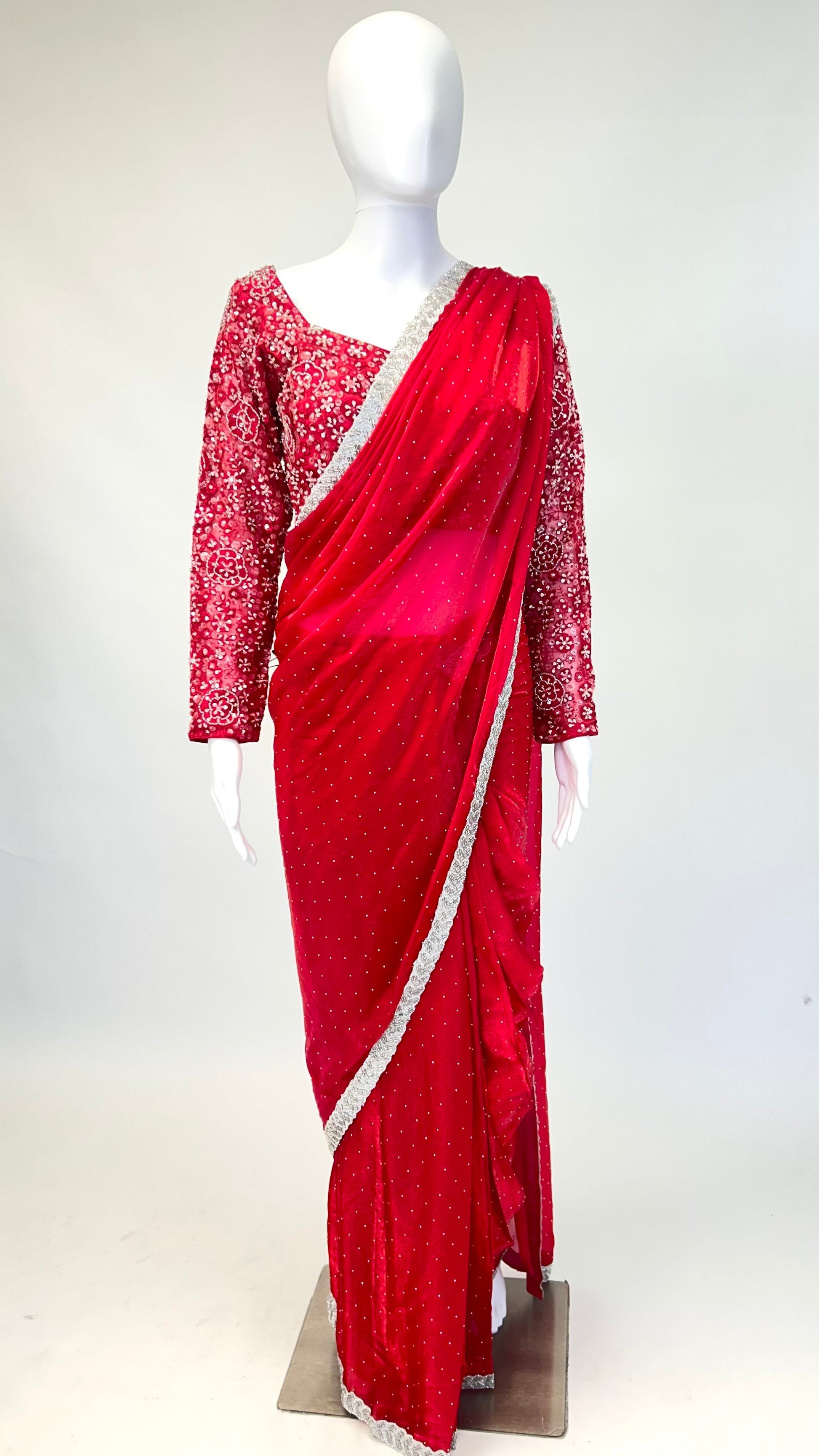 Scarlet Red Readymade Saree