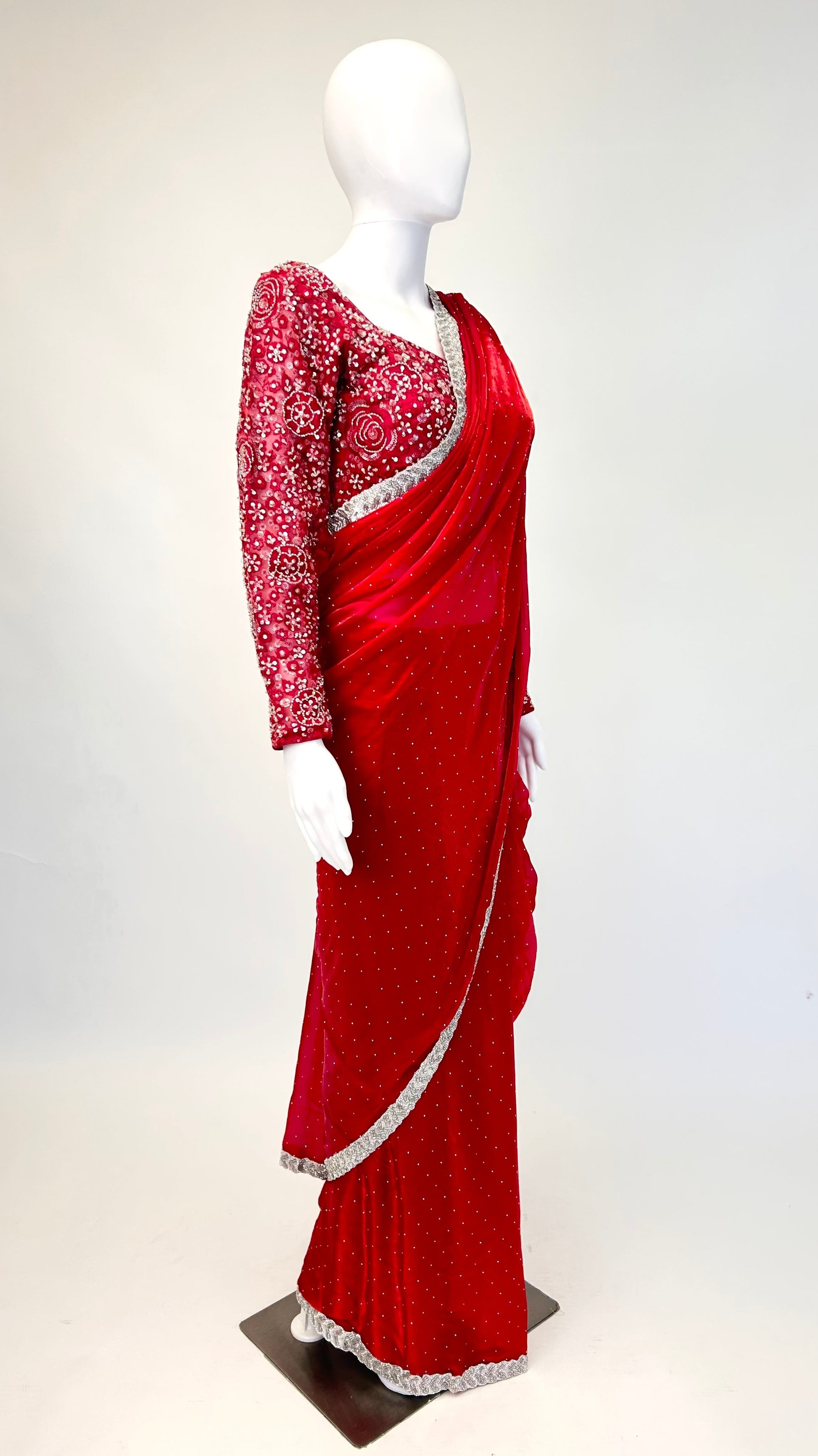 Scarlet Red Readymade Saree