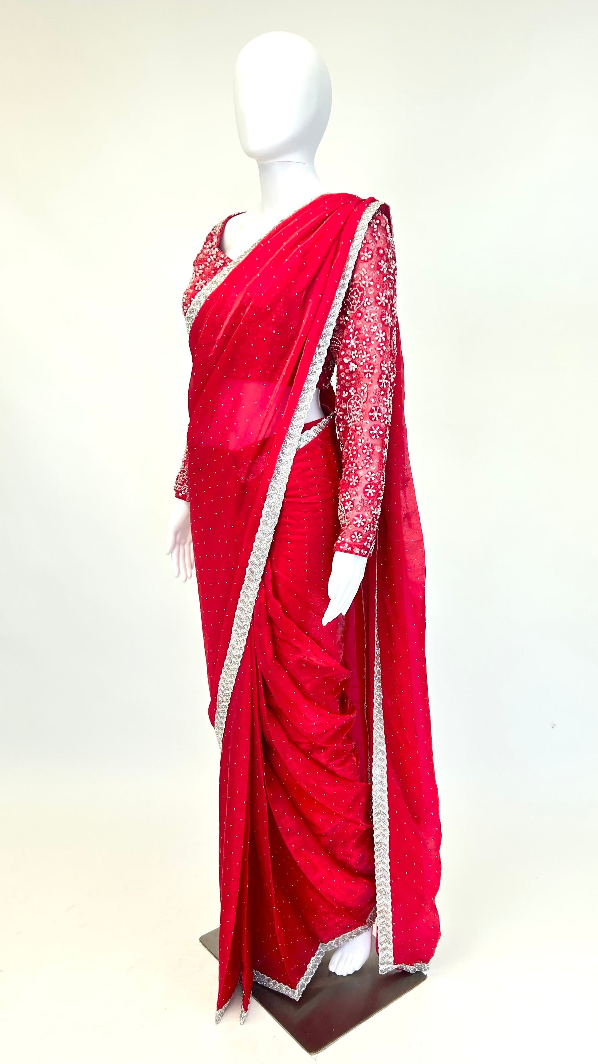 Scarlet Red Readymade Saree