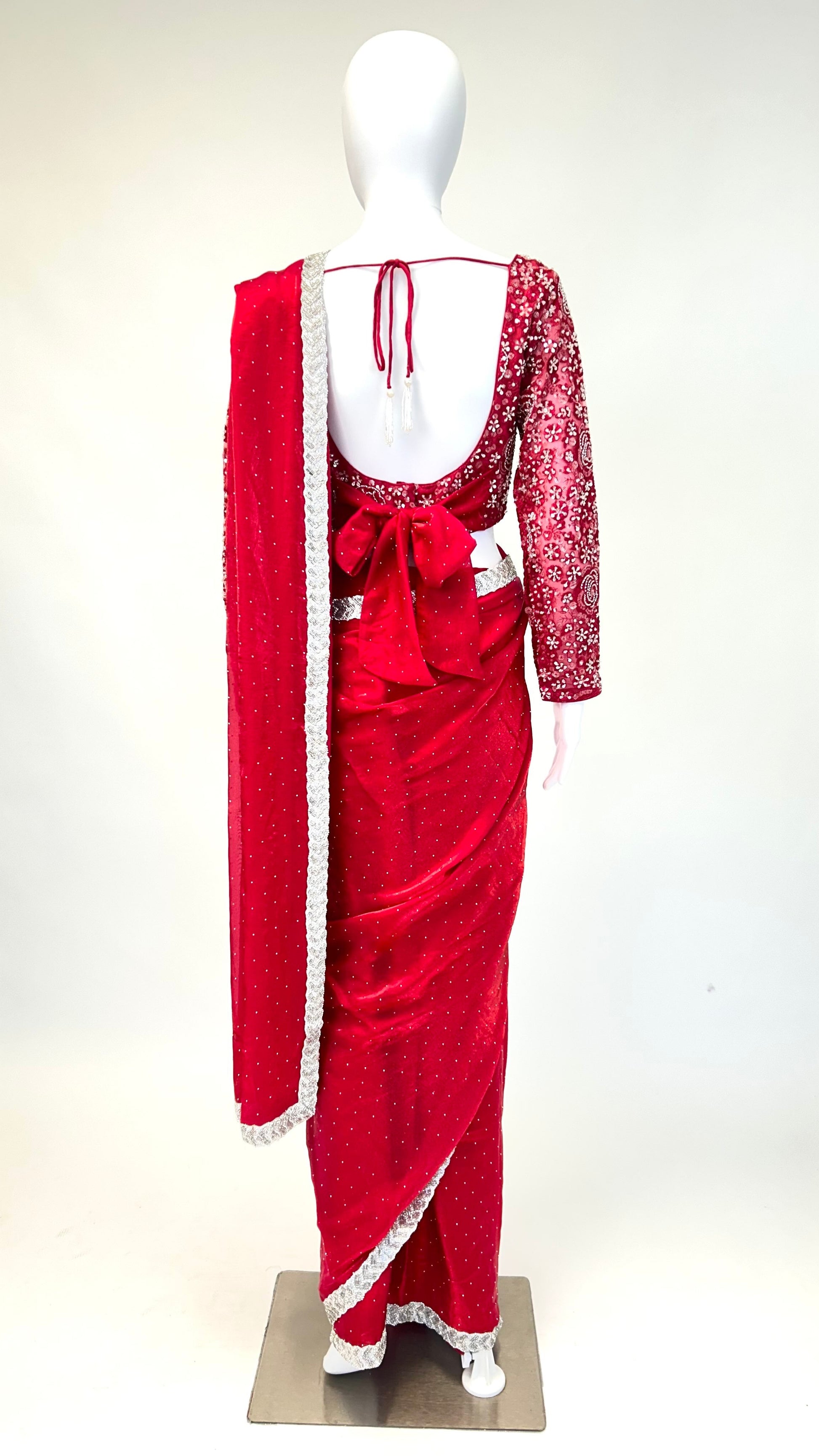 Scarlet Red Readymade Saree