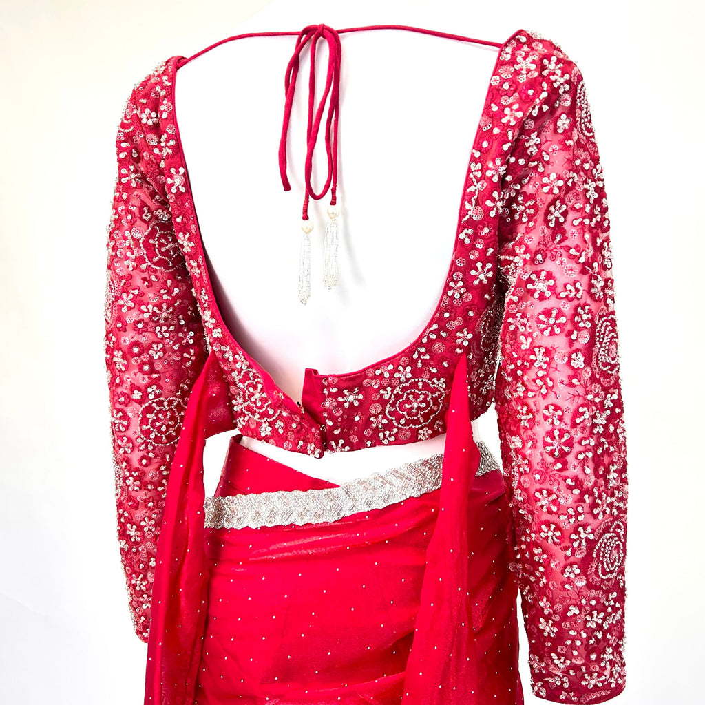 Scarlet Red Readymade Saree