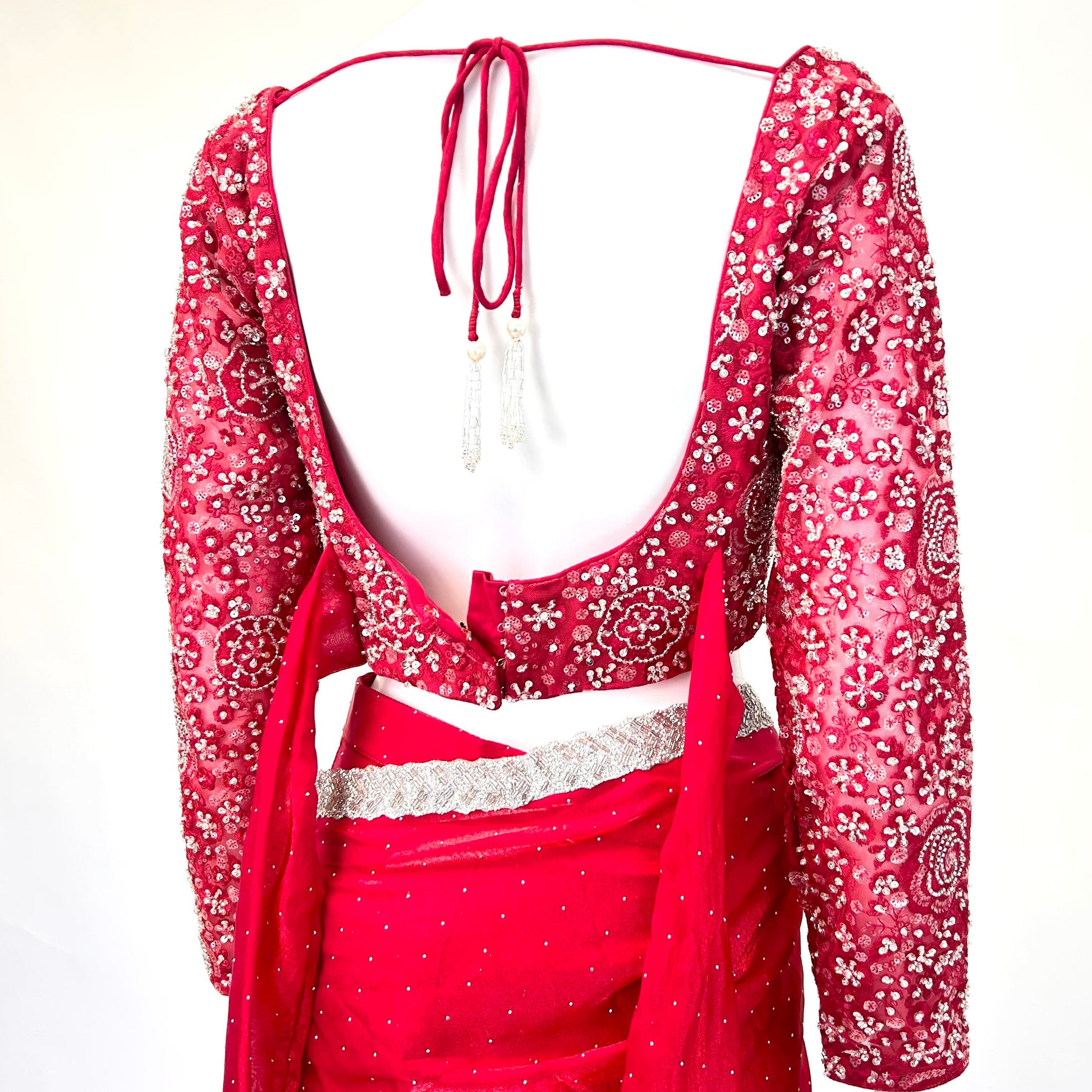 Scarlet Red Readymade Saree