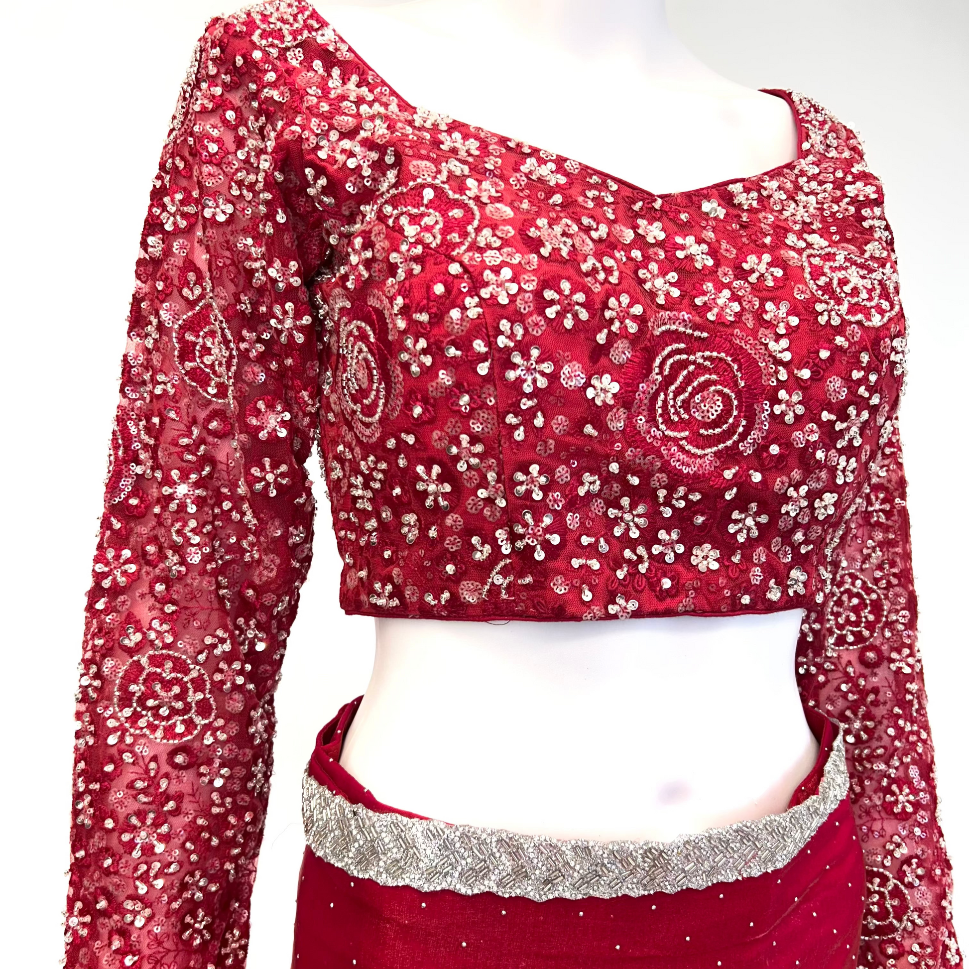 Scarlet Red Readymade Saree