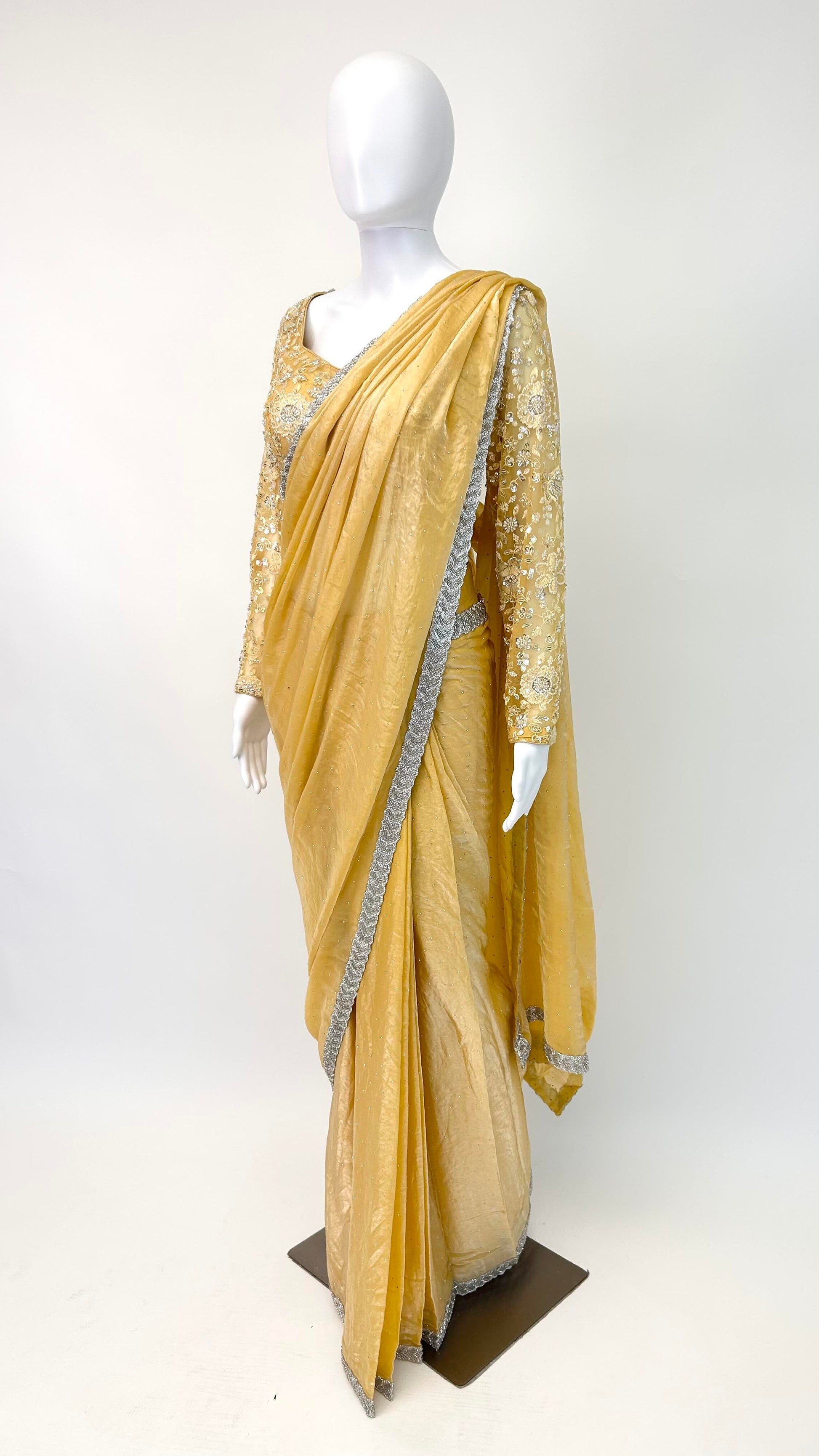 Yellow Readymade Saree