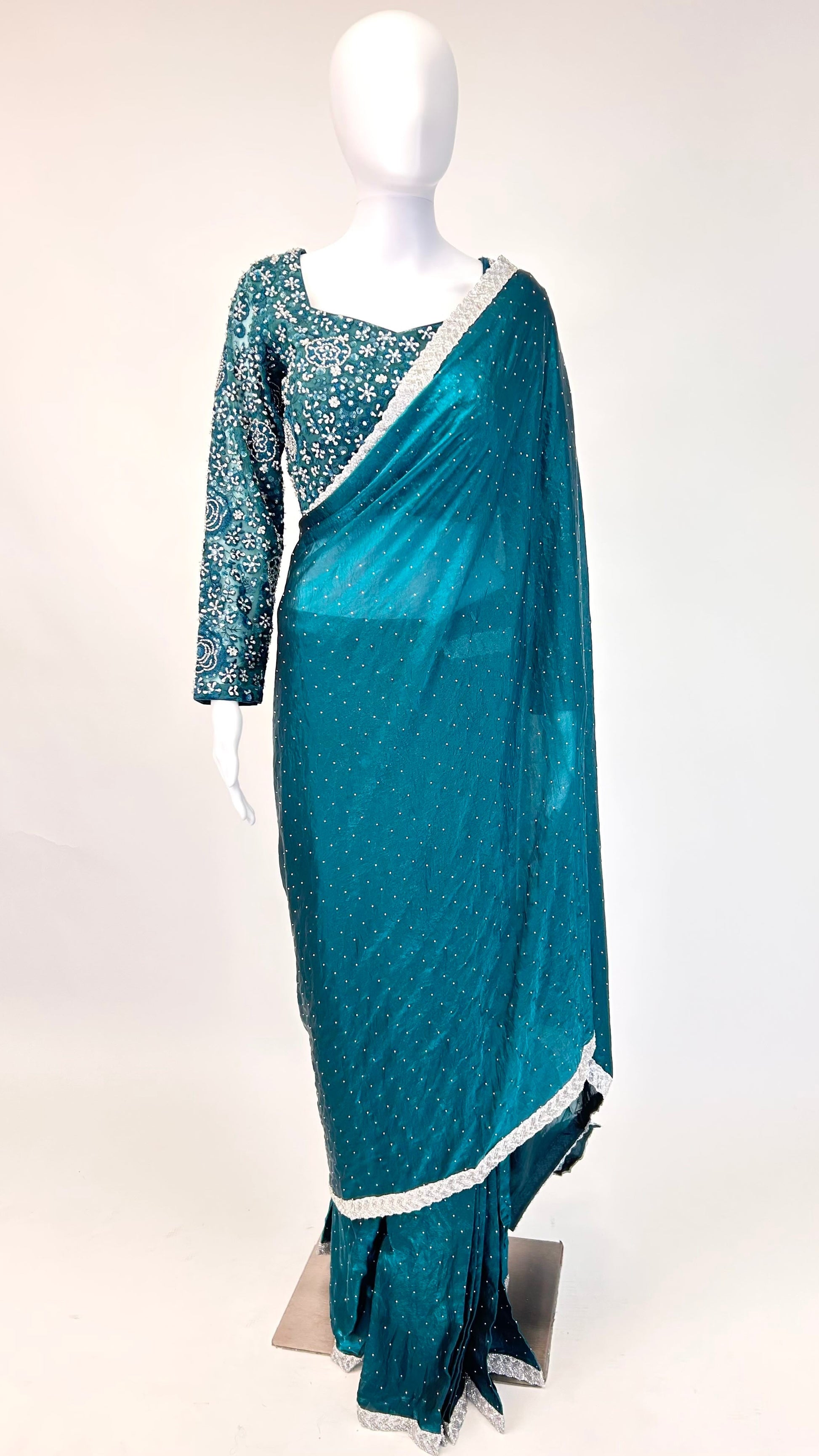 Teal Readymade Saree