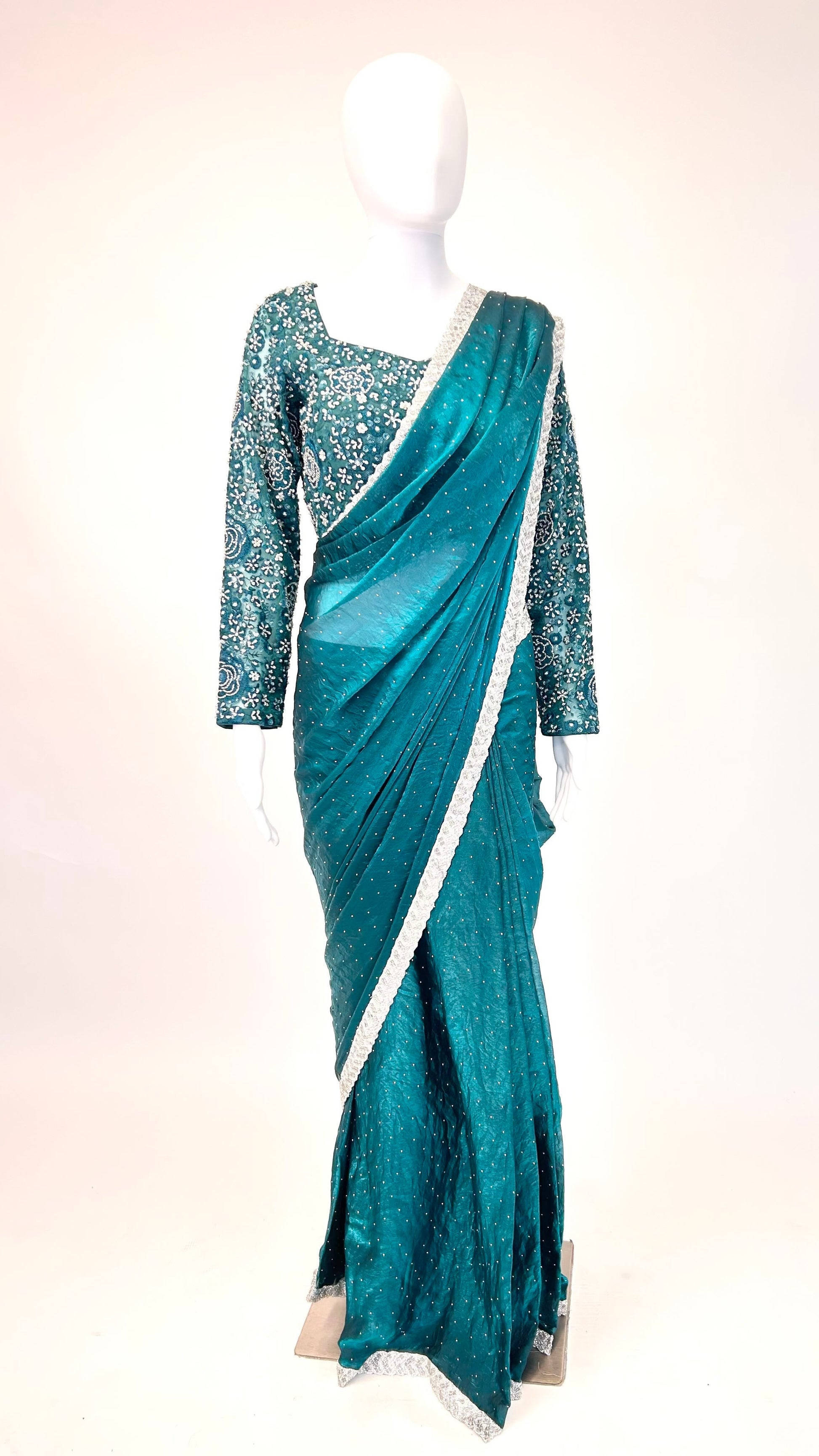 Teal Readymade Saree