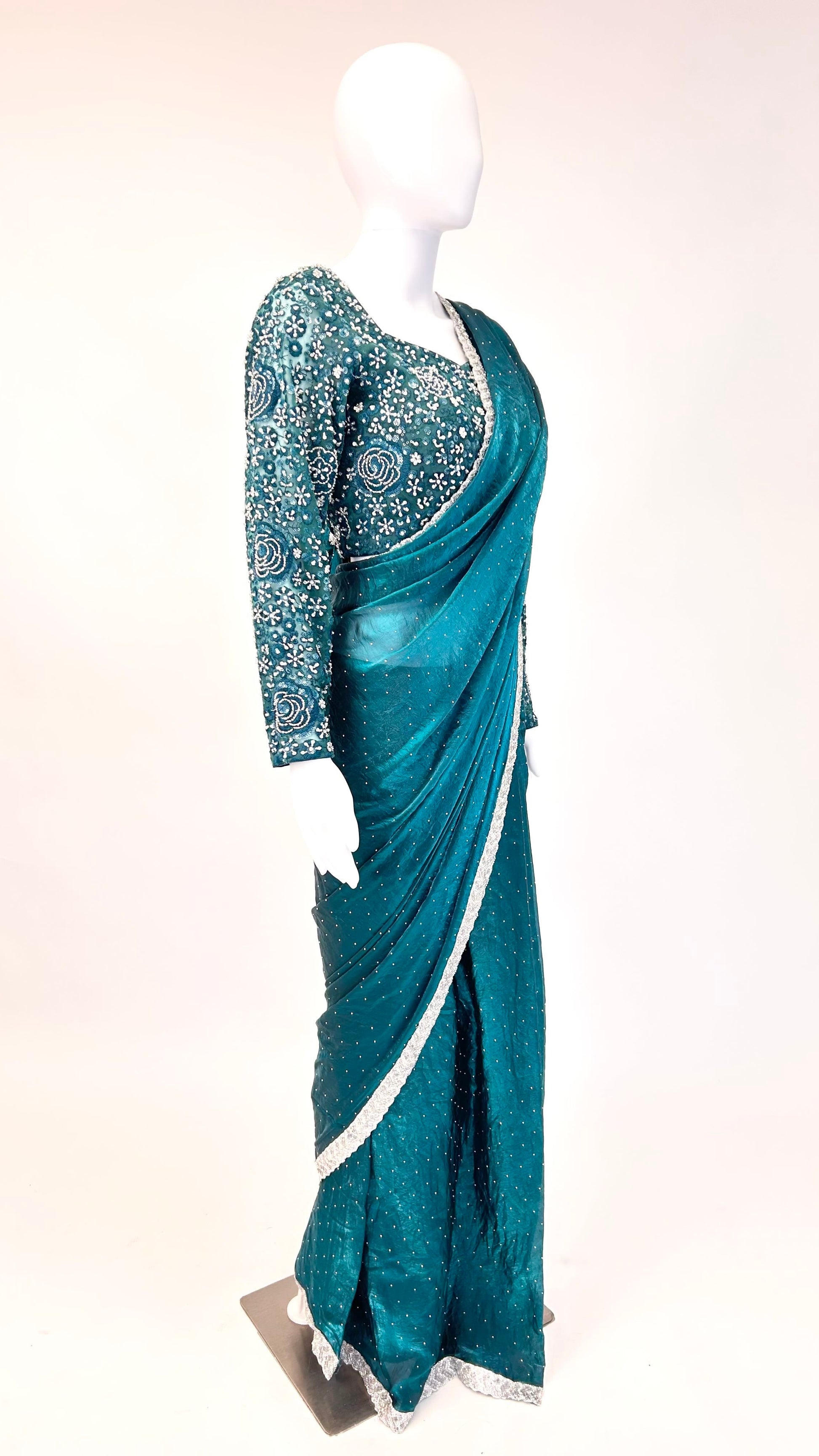 Teal Readymade Saree
