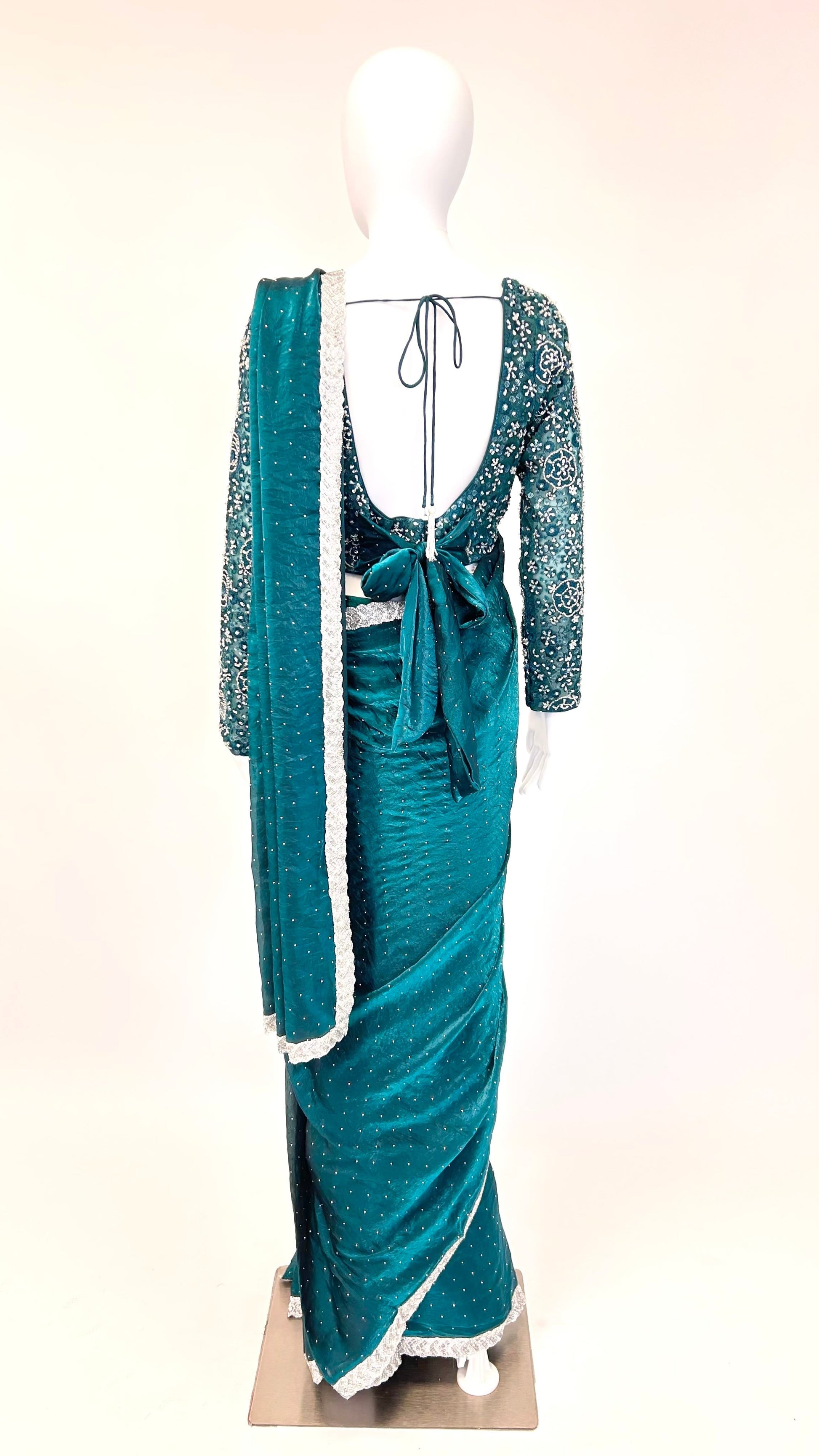 Teal Readymade Saree