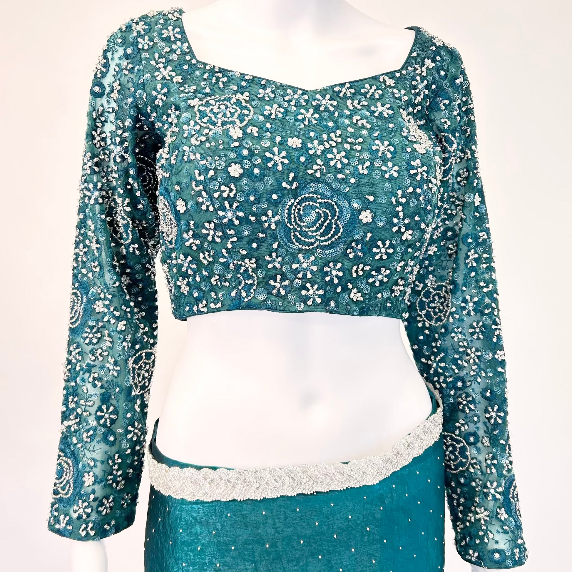 Teal Readymade Saree