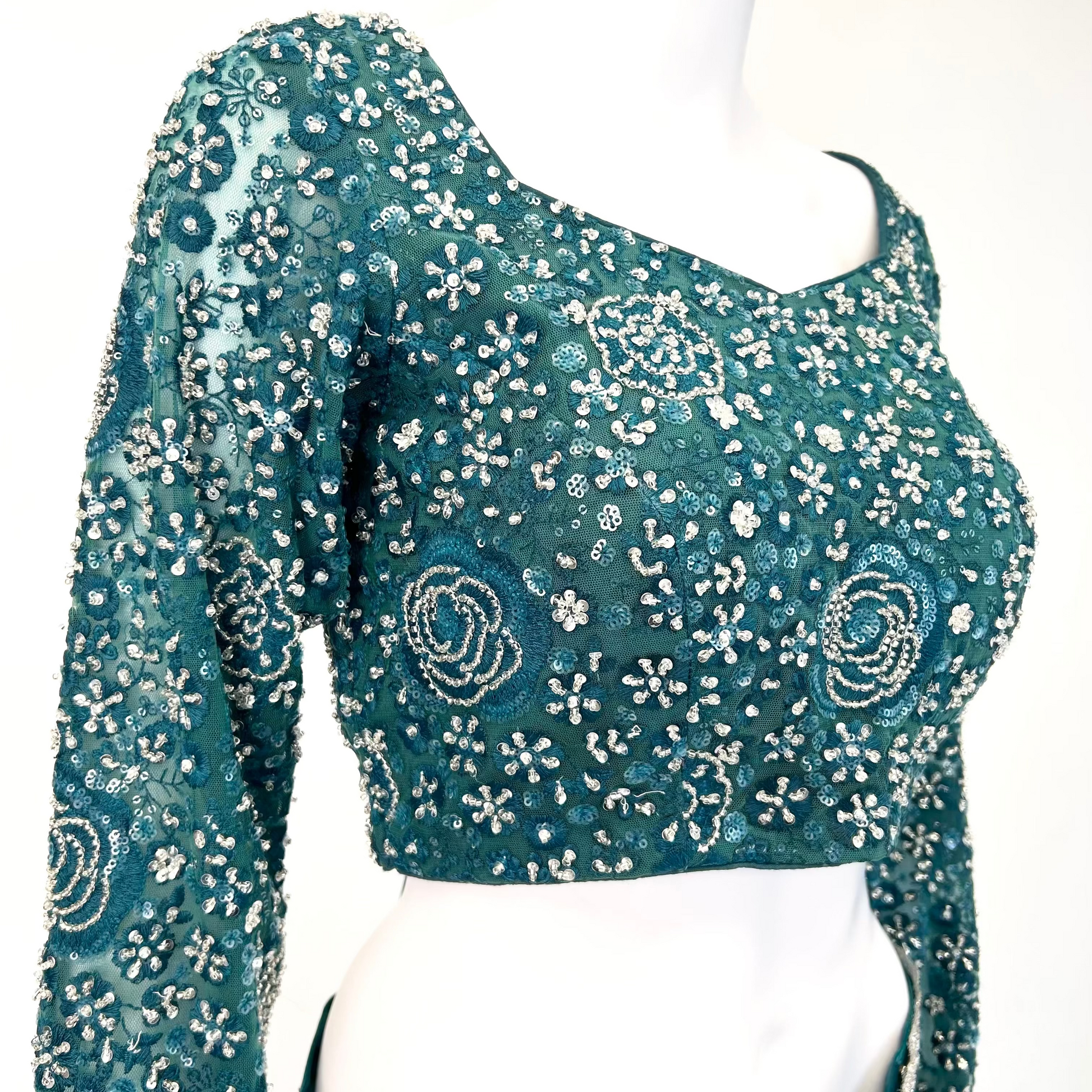 Teal Readymade Saree