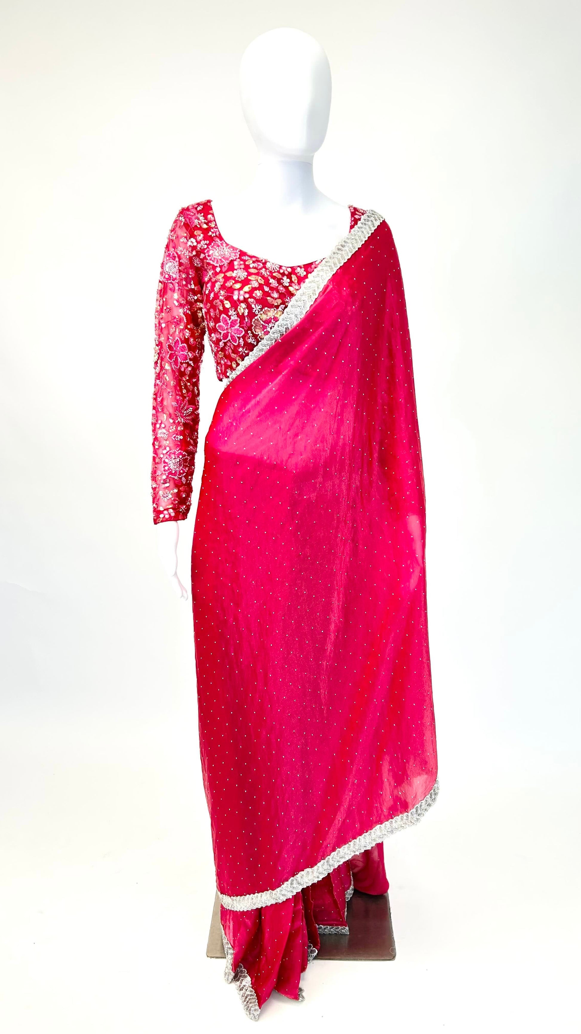 Fuchsia Readymade Saree