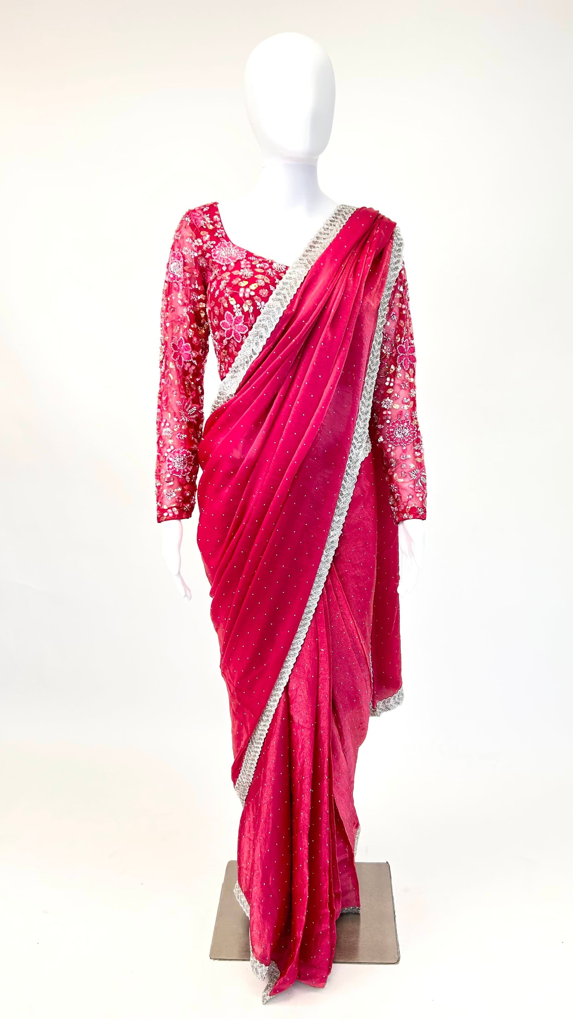 Fuchsia Readymade Saree