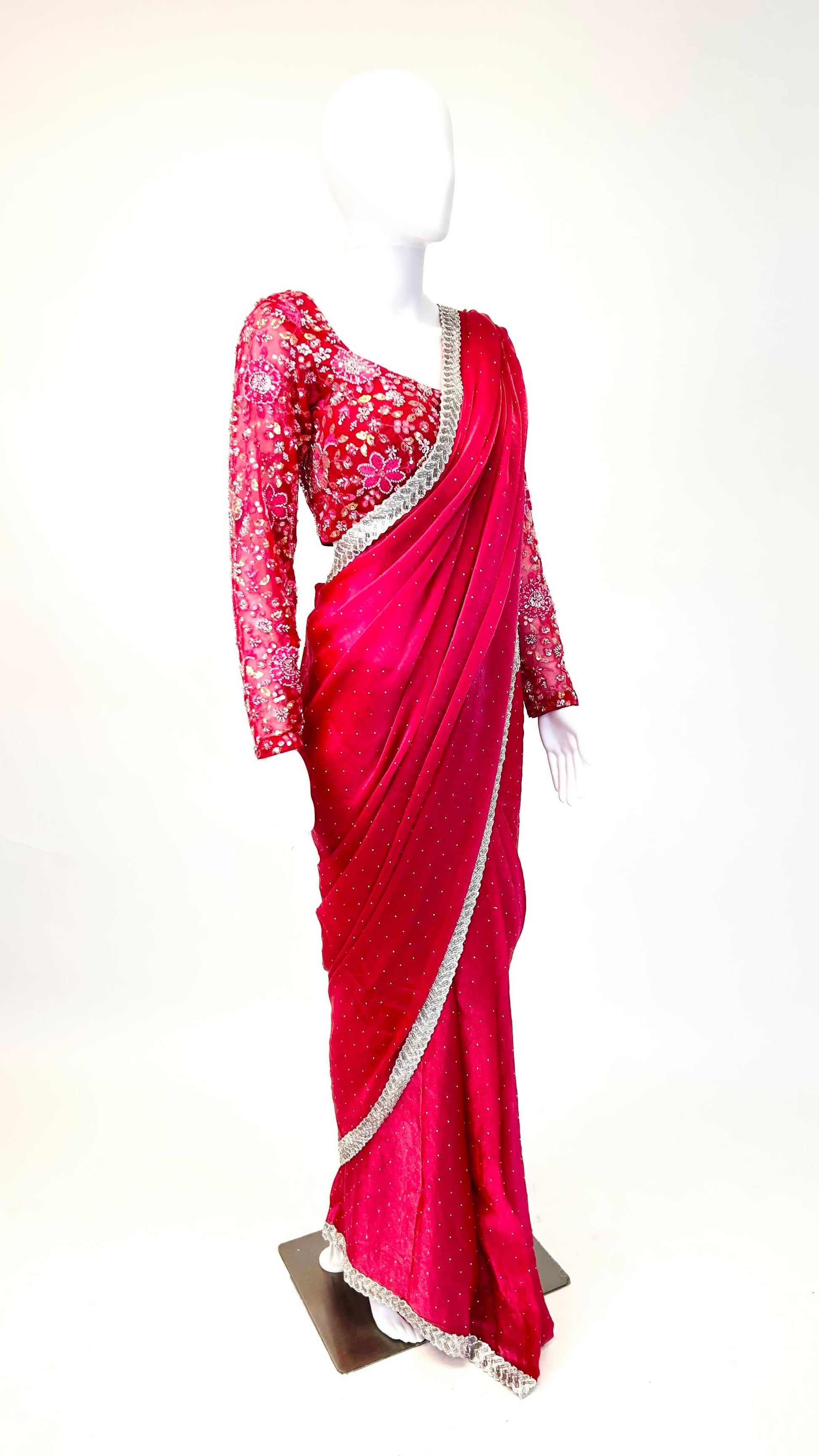 Fuchsia Readymade Saree