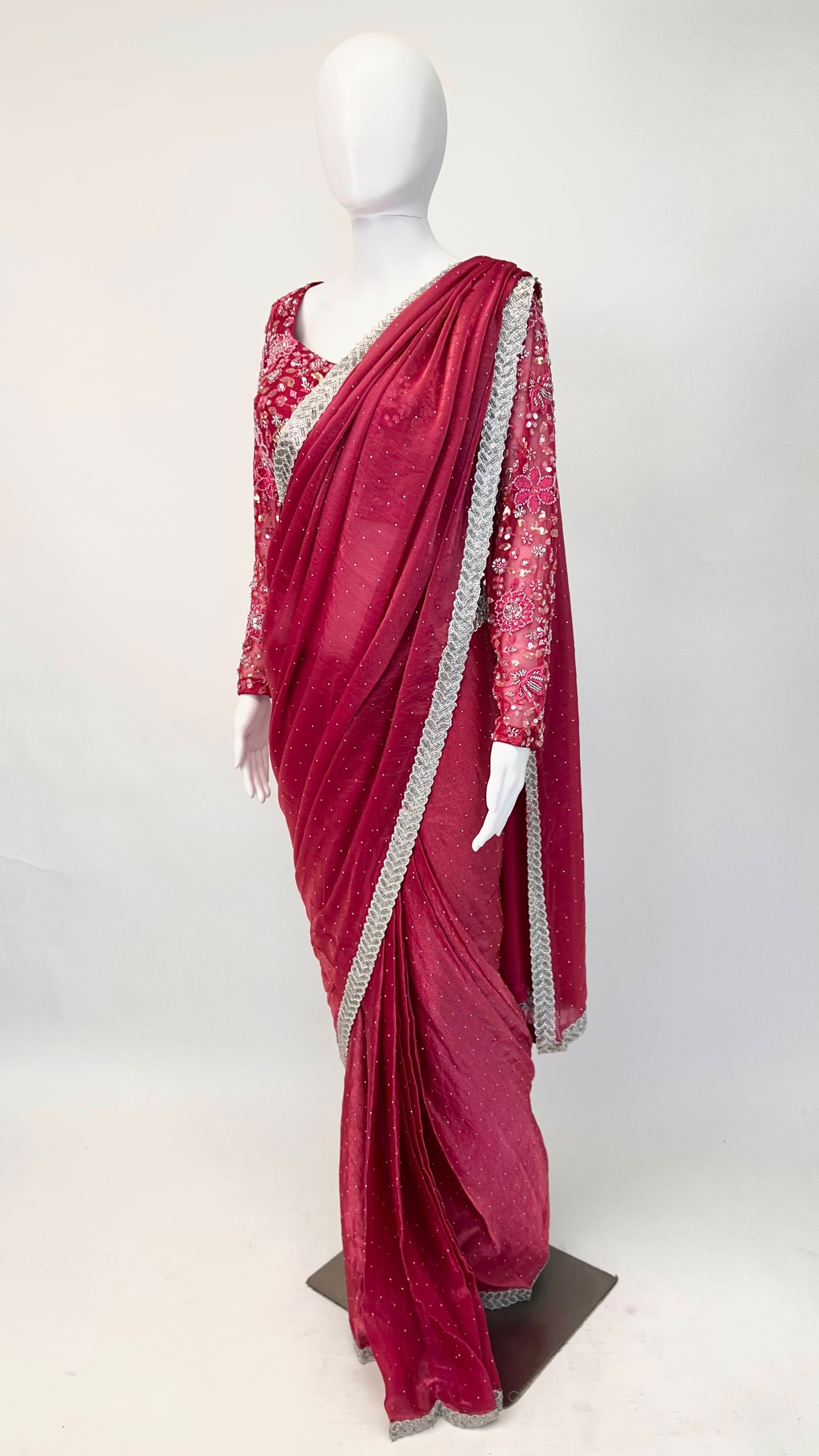 Fuchsia Readymade Saree