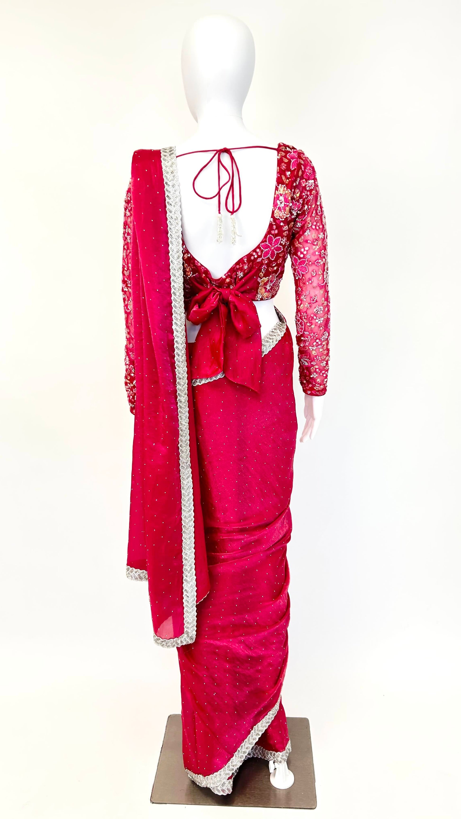 Fuchsia Readymade Saree