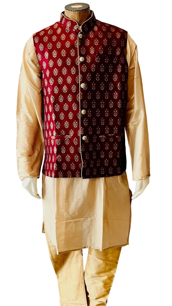 Maroon Vest Kurta Set