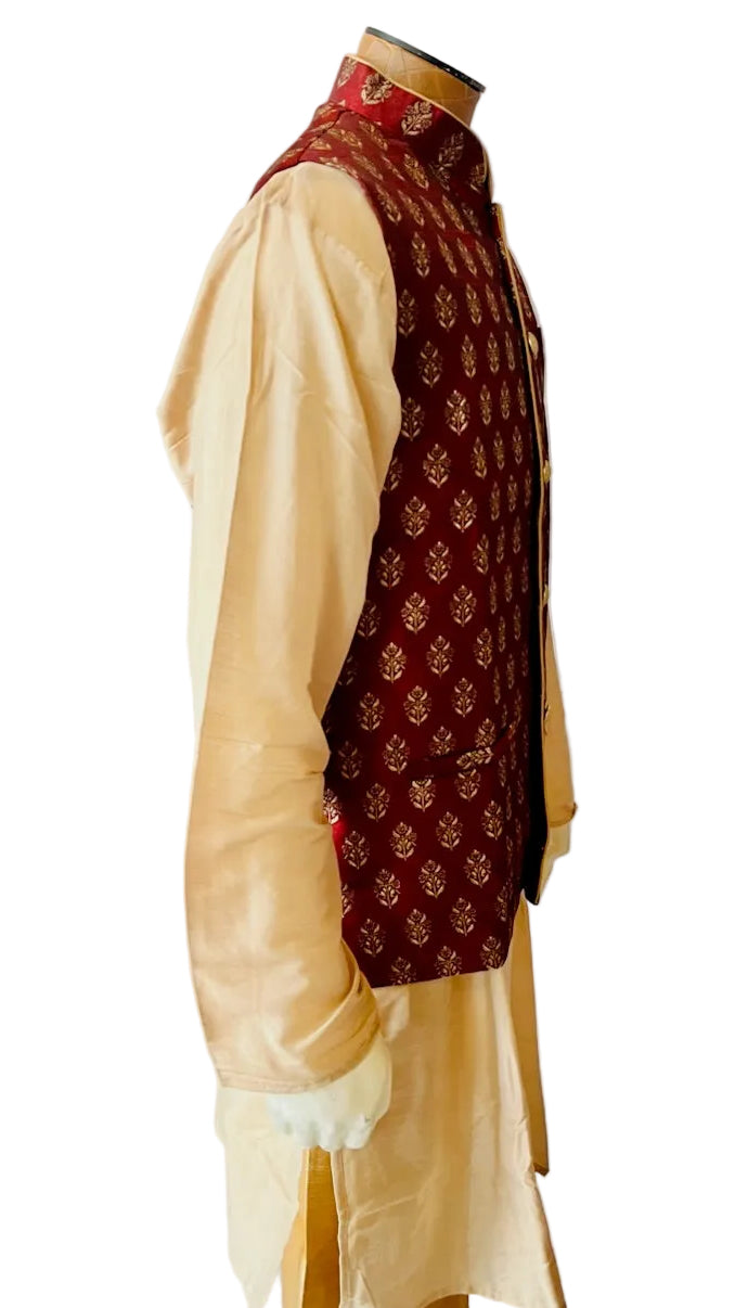 Maroon Vest Kurta Set