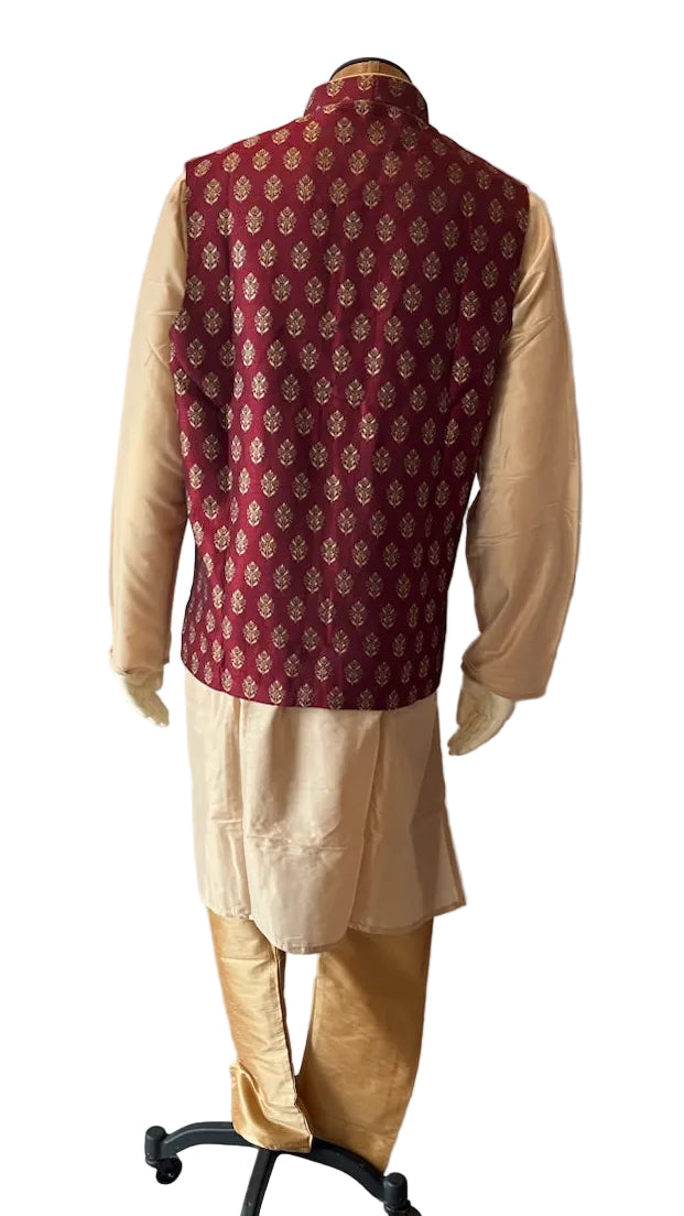 Maroon Vest Kurta Set
