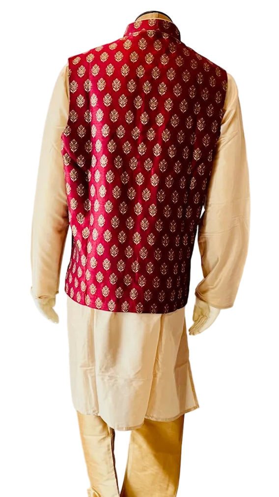 Maroon Vest Kurta Set
