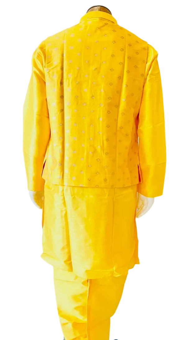 Yellow Kurta Vest Set